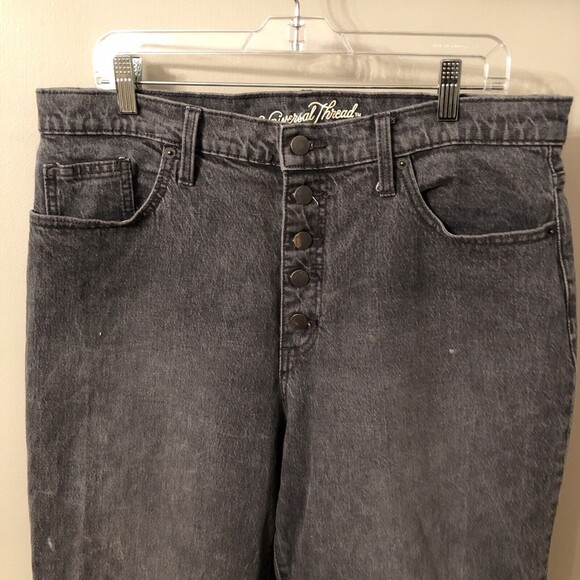 Universal Thread High-Rise Vintage Straight Jeans 14/32R Gray Denim Button Fly - Picture 4 of 10